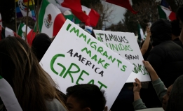 Signs at a protest against the deportation of immigrants