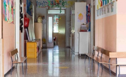 stock photo of a school hallway