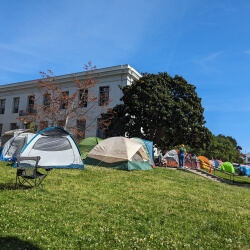 Protestor tents on UC Berkeley campus
