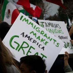 Signs at a protest against the deportation of immigrants