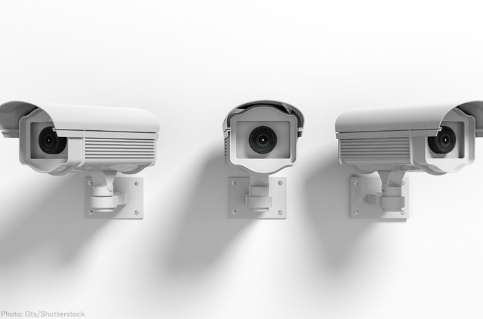 stock image of surveillance cameras